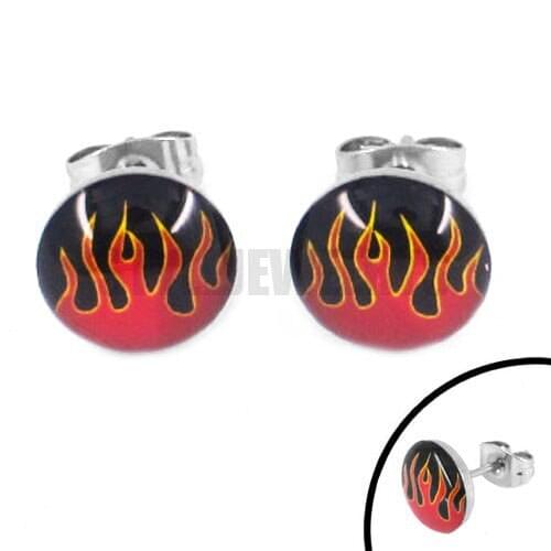 Free shipping! Enamel Flame Motor Biker Earring Stainless Steel Jewelry Cool Motorcycles Biker Earring Studs Wholesale SJE370132