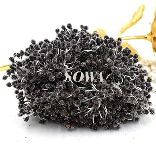 Free Shipping Size 5mm Head Grey Black Round Glass Eco-friendly Flower Stamen Cake Decoration And DIY Pistil Stamen(820pcs/Lot )
