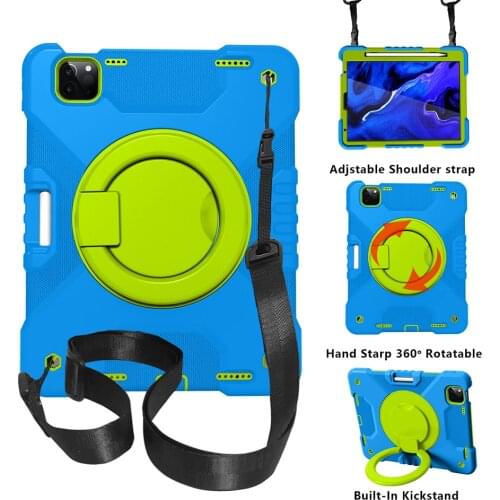 360 Rotating Kickstand Case for iPad Air 4 Shockproof Cover with Shoulder Strap for iPad Pro 11 Silicone Case 2020 2018