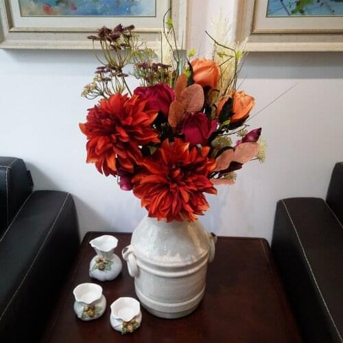 DIY Party Decoration Artificial Autumn Bouquet Dalia Rose Babysbreath Fake Flowers Festival Supplies Home Decor Bouquet