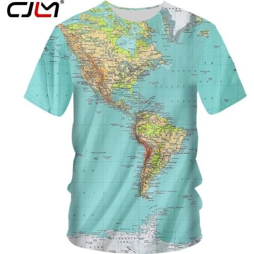 CJLM Unisex Trend Tshirts Map 3D Print T-shirt For Women/men Hiphop Punk T Shirt Round Neck Tee Shirts Pattern Custom