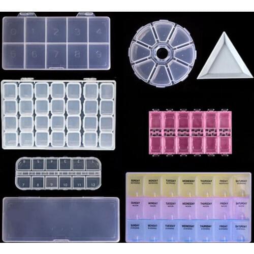 Nail Art Storage Box Case Organizer False Tips Rhinestones Gems Beads Accessories Clear Plastic Empty Container