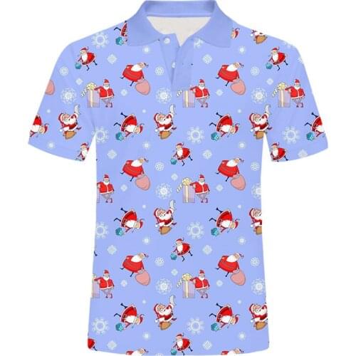 IFPD EU Size Christmas Mens New 3D Printed Santa Claus Gift Polo T Shirt 6XL Personality Plus Size Xmas Party Funny Polo Shirts