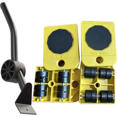 Furniture Mover Tool Furniture Transport Lifter Heavy Stuffs Moving Tool 4 Wheeled Mover Roller+1 Wheel Bar Hand Tools