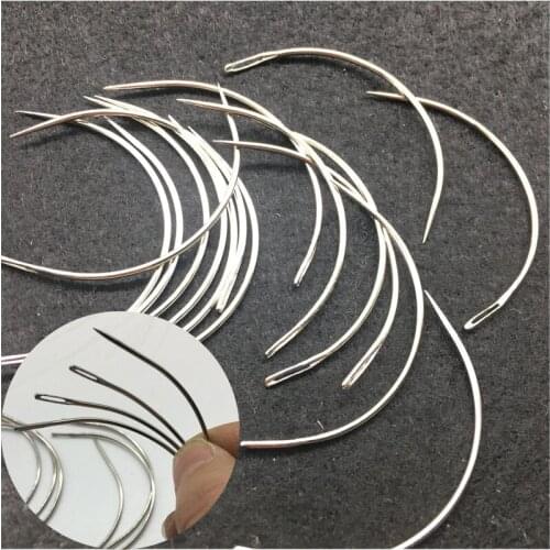 100pcs Curved Weaving Needle For Sewing Hair Weft 90mm Big C Type For Hair Track Weft Weave Sewing