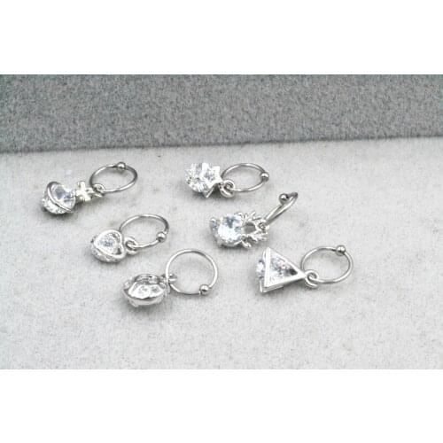 50pcs 20G Ear/ Lip Ring BCR Body Piercing Jewelry CZ Dangle Heart Earring Helix tragus ring Free Shipping NEW