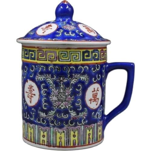 Collection of Beijing used blue ground famille rose tea cup porcelain