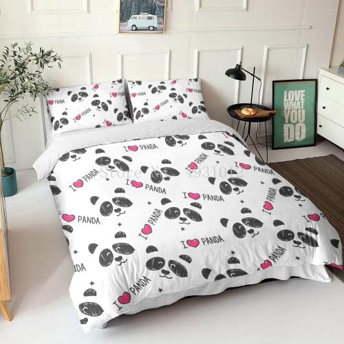 Cartoon Panda 3D Bedding Set Printed Cute Animal Duvet Cover Sets Single Full Queen King Size Bedclothes For Adult Kids Gifts