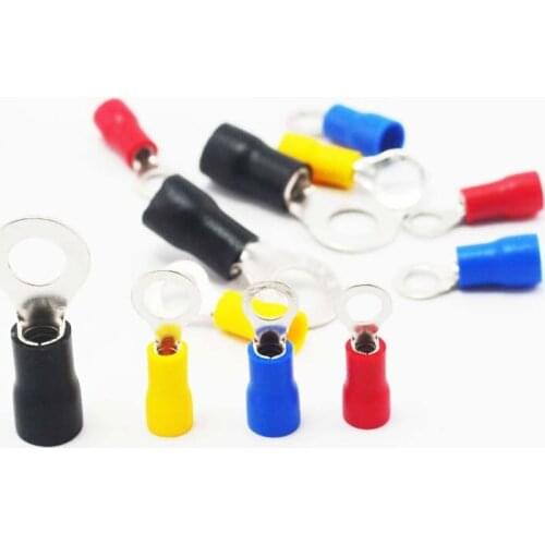 60pcs RV1.25-4 Ring Type Pre Insulated Terminals Wire Connectors Electrical Crimp Terminal Cable Wire Connector AWG 22-16