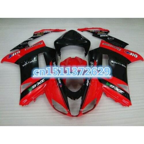 Red black for KAWASAKI Ninja ZX-6R 07-08 ZX6R 07 08 ZX6R 636 2007-2008 ZX 6R 2007 2008 ABS fairing kit