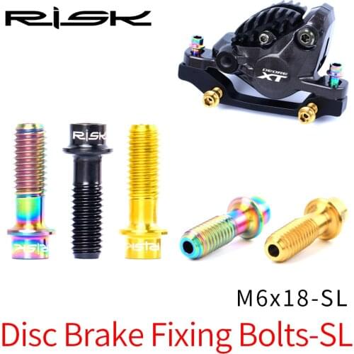 RISK 4pcs/box Mountain Bike Bicycle Hollowed Out M6x18 SL Disc Brake Caliper Fixing Bolts SL XT Screw Titanium Alloy