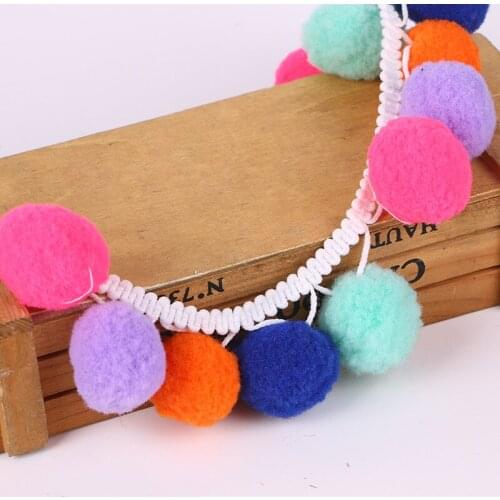 3 meters Colorful Pompom Balls Trim Ribbon for Diy Craft Sewing Scarf clothing Accessories Decoration Materials