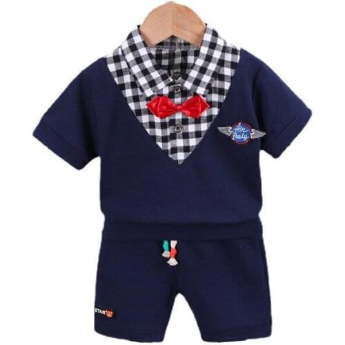 Summer Baby Boys Gentleman Clothes Children Girls T Shirt Shorts 2Pcs/sets Kid Infant Casual Clothing Toddler Cartoon Sportswear