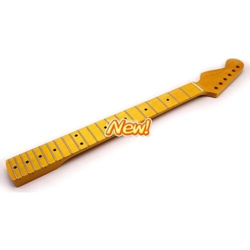 Left hand ST full Canada maple guitar neck high gloss yellow color 21 frets