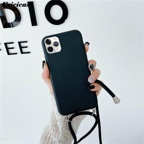 Necklace Lanyard Phone Case For iPhone 11 12 Pro Max Mini 6 6S 8 7 Plus XS X XR SE 2 Strap Cord Chain Soft Silicone Cover
