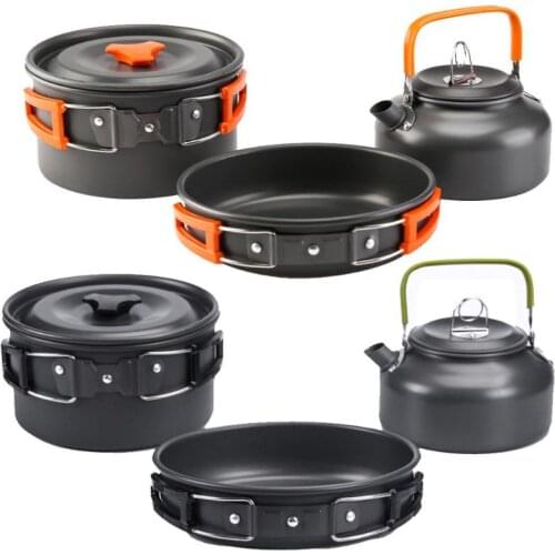 Outdoor Camping Cookware Utensils Dishes Cookware Set Picnic Hiking Heat Pot Kettle Outdoor Tourism Cook set of dishes for picni