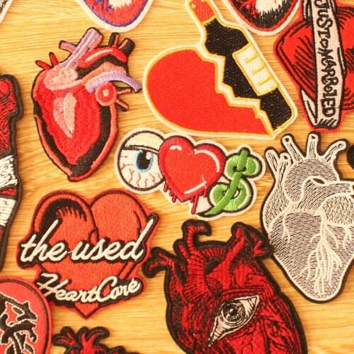 Heart Eyes Patches For Clothing Human Organs Heart Embroidered Patches On Clothes DIY Fashion Patch Applique Stickers Stripe