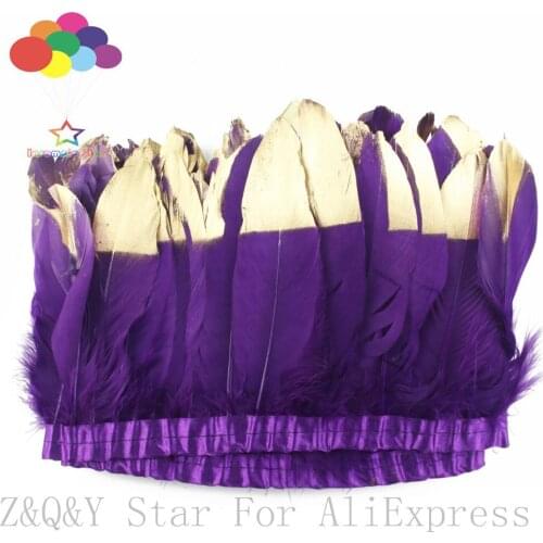 Natural goose feather dyed deep purple spray head made of cloth edge 2 yards DIY craft hand jewelry clothing feather