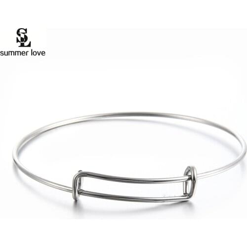 Cheap Wholesale 50pcs/Lot 100% Stainless Steel 65mm Round Expandable USA Cable Wire Bracelets & Bangles DIY Jewelry Making