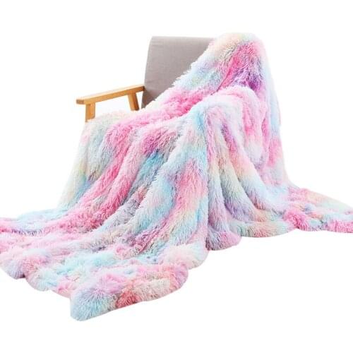 2021 New Woolen Blanket Plush Double-layer Blanket Nordic Style Sofa Cover Blanket Tie-dye Leisure Blanket