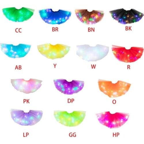 New Little Girls LED Light Up Tutu Skirt Neon Colorful Luminous Party Dance Dress