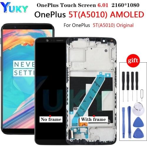 OLED for Oneplus 1+5T LCD Display Touch Screen Digitizer Assembly with frame For 1+5t A5010 LCD Display Screen Replacement 6.0