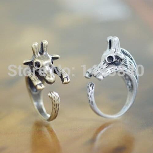 Wholesale fashion jewelry Giraffe Ring / retro jewelry free size animal wrap adjustable ring Free Ship (12pcs/lot)