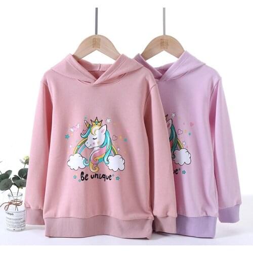 Autumn Winter 2021 New Unicorn Hoodie for Kid Girls Cute Cotton Tops Teens Casual Sweatshirt Children Baby Long Sleeve T-Shirt