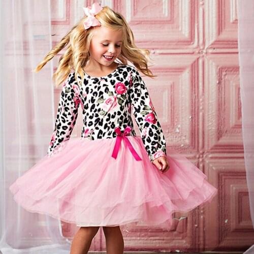 Autumn Girls Clothing Kids Dresses For Girls Casual Tulle Princess Dress Flower Long Sleeve Party Wedding Dress