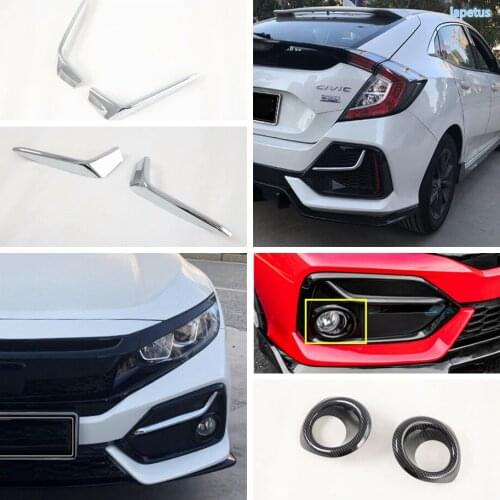 Lapetus Front + Rear Fog Lights Lamps Eyelid Eyebrow / Decoration Ring Cover Trims ABS Fit For Honda Civic Hatchback 2020 2021