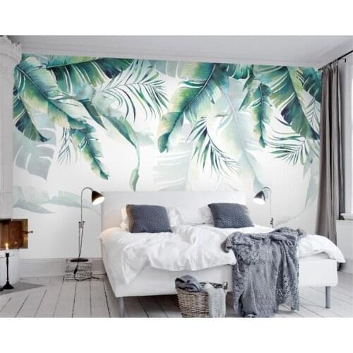 Beibehang Custom wallpaper Nordic minimalist hand-painted banana leaf TV background 3d wallpaper papel de parede para quarto