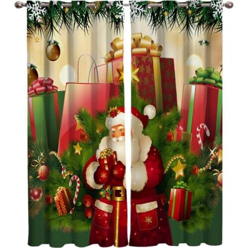 Christmas Carnival Gift Party Home Decor Window Curtains Bedroom Kitchen Curtain Panel Curtains for Living Room