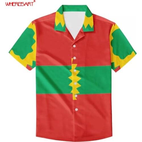 WHEREISTAR Men Plus Size Shirt Summer Short Sleeve T-shirt Flag of The Oromo Print Casual Men Tops Blouse Soft Comfortable