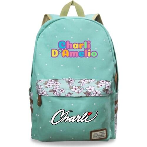 New Charli D'Amelio Print Backpack Women Men Flower Wave Travel Bags Children School Backpack Boys Girls Daypacks Kids Book Bag