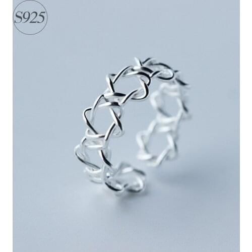 925 Sterling SIlver Adjustable Dainty Solomon Hexagram Open Ring for Men & Women Open Star of David Chanukah Jewish Jewelry