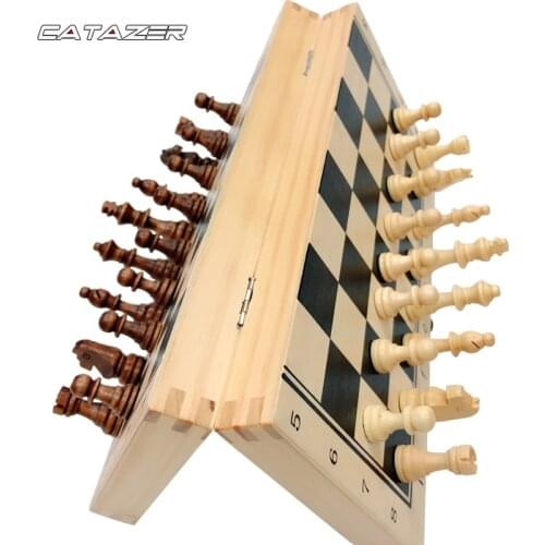 Solid Wood Chessboard Hot Top Quality Wooden Folding Magnetic Chess Set Magnetic Pieces Entertainment Board Games Children Gifts
