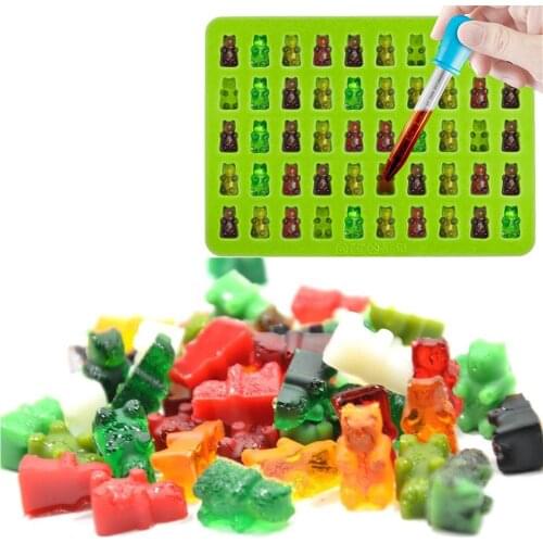 Silicone Chocolate Mold Fondant 50 Cavity 3D Gummy Bear Candy Maker Kitchen Cake Decorating Baking Tools Ice Tray Jelly Moulds