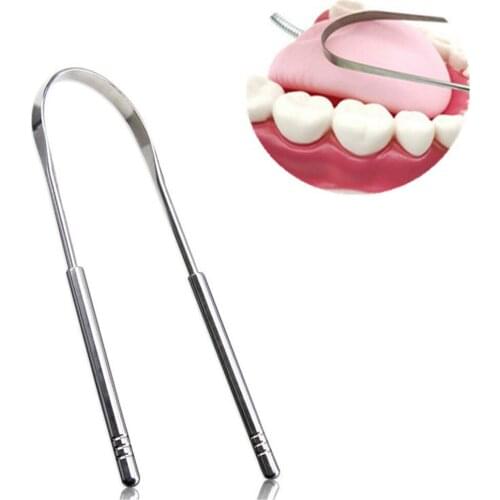 Tongue Scraper Stainless Steel Oral Tongue Cleaner Brush Fresh Breath Cleaning Coated Tongue Remover Oral Hygiene Care Tools
