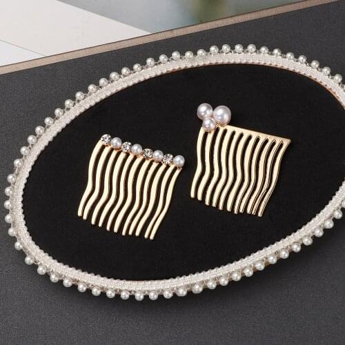 1PC New Pearl Rhinestone Hairpin Alloy Hair Comb Girls Hair Clips Elegant Headwear Women Fashion Jewelry Hair Accessories