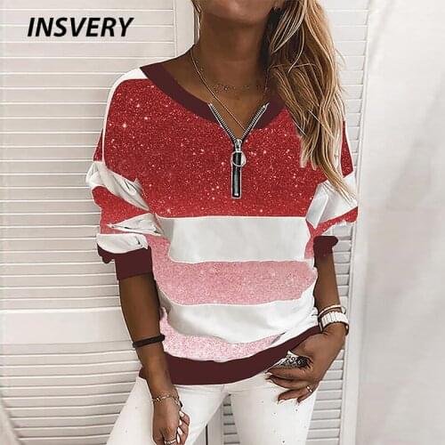 Autumn Plus Size Shirt Women Casual V Neck Tshirt For Women Fashion Zipper Long Sleeve Women T Shirt Vintage Clothes 2021