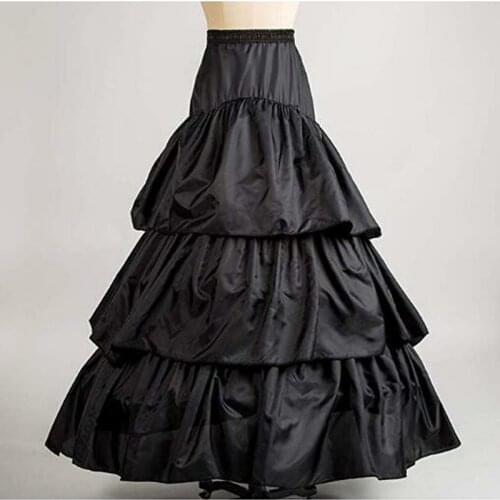White Black 3-Hoops Skirt Crinoline Train Petticoat for Wedding Dress Crinoline Underskirt Ball Gown Petticoat for Women CQ048
