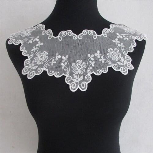 Womens lace fake collar fabric decoration chest flower embroidery DIY clothing craft supplies accessories 1 piece for sale