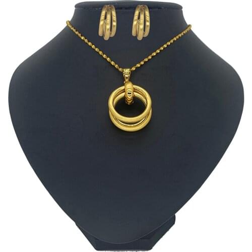 Gold Color Ethiopian African Accessories Jewelry Sets Dubai Wedding Bride bridal Necklace/Pendant/Earrings gifts for women set