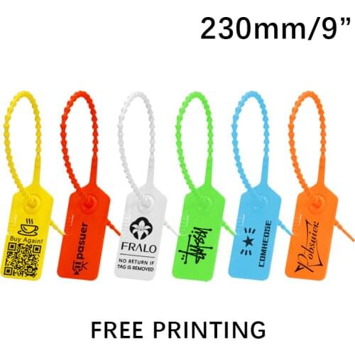 100 Custom Tearable Security Tag Disposable Plastic Beaded Cable Label Tags Zip Ties for Clothes Food Takeaway Coffee 230mm/9.1"