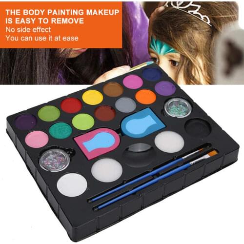 16 Colors Face Paint Body Painting Pigment Brush Glitter Powder Children DIY Cosmetic Makeup Tool Supply Kit for Halloween Party