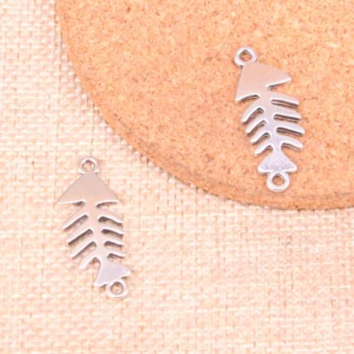 16pcs Tibetan Silver Plated fish bone connector Charms Pendants for Jewelry Making DIY Handmade Craft 31*12mm
