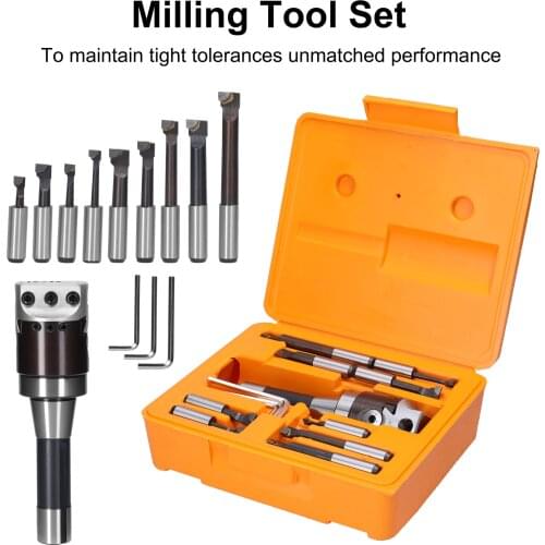 2inch Boring Heads R8 Shank Holder Set with 1/2inch Carbide Boring Bar for Manufacturing and Milling Workpiece