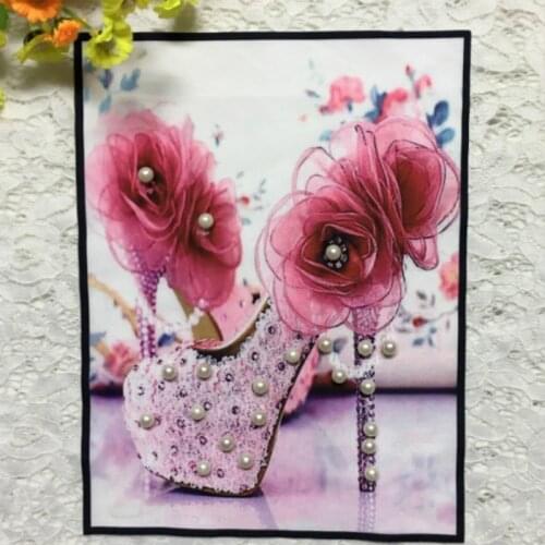 25pcs/Lot Embroidery Patches Letters Clothing Decoration Accessories High Heels Heat Transfer Diy Iron Heat Transfer Applique