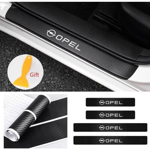 4PCS Car Door Threshold Protector Carbon Fiber Door Sill Decor Sticker for Opel OPC Mokka Vectra Insignia Astra Corsa Accessorie