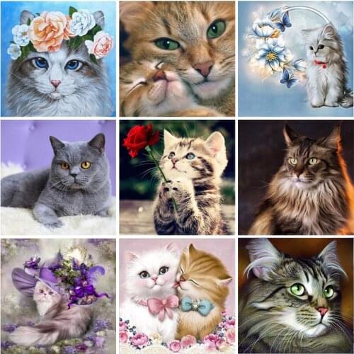 Cat 5D Diamond Painting Diamond Embroidery Mosaic Full Round Drill Cross Stitch Rhinestones Craft Kit DIY Handmade